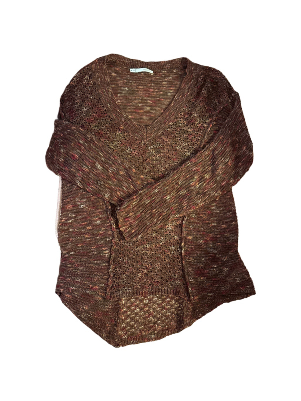 Women's Maurices V-Neck Sweater Size M Brown Copper Knit